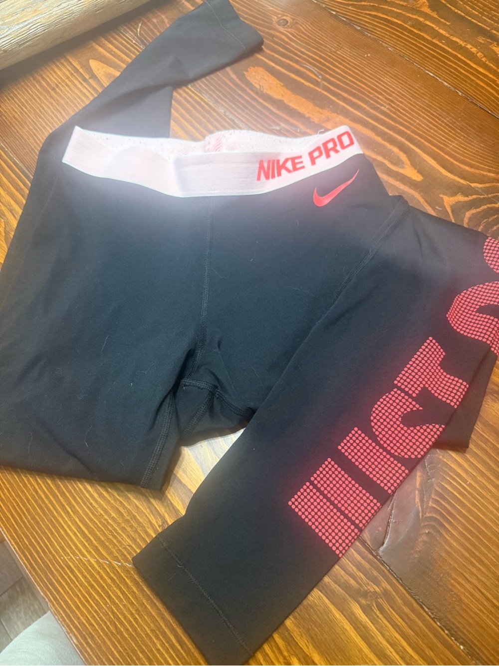 Nike Dri-Fit Black Leggings with Pink Branding